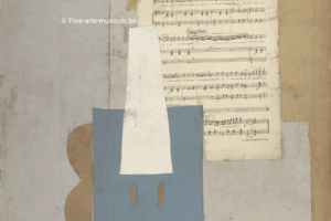 Oeuvre de Picasso avec une guitare et une partition de musique