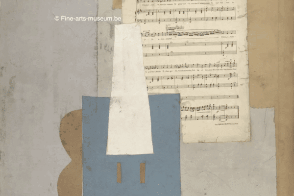 Oeuvre de Picasso avec une guitare et une partition de musique
