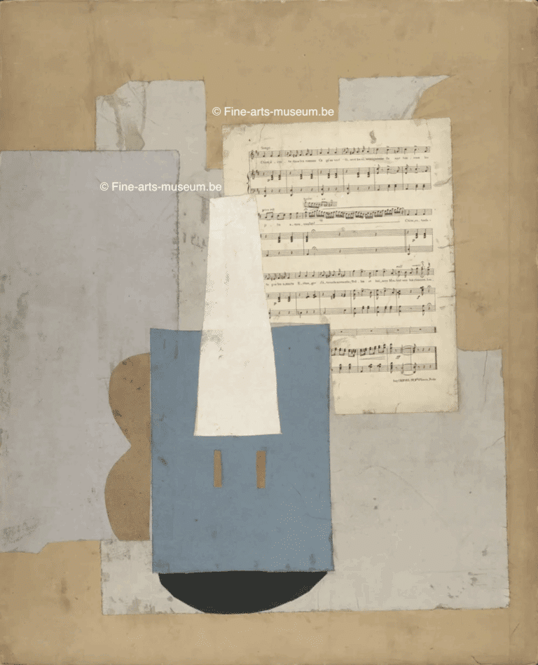 Oeuvre de Picasso avec une guitare et une partition de musique