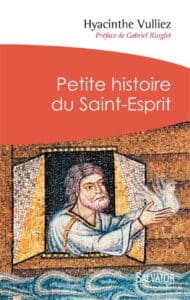 Couverture du livre "Petite histoire du Saint-Esprit". Sur celle-ci, un dessin d'un homme qui, à travers sa fenêtre, tient une colombe et semble la lever vers le ciel