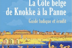 Couverture du livre "La Côte belge de Knokke à la Panne" avec un dessin d'un petit bateau et des personnages dans l'eau
