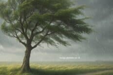 Image d'un arbre avec du vent et de la pluie