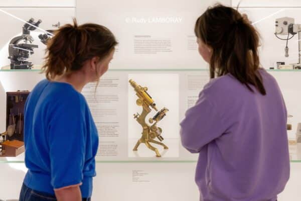 Deux personnes regardant un tableau dans un musée