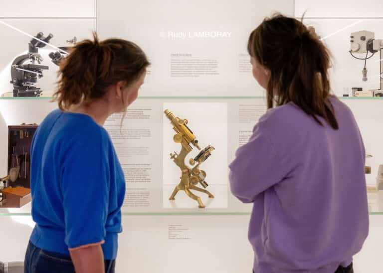 Deux personnes regardant un tableau dans un musée