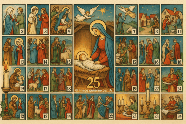 Image générée par IA représentant un calendrier saint