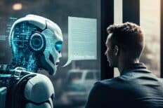 un homme et un robot qui sont l'un à côté de l'autre