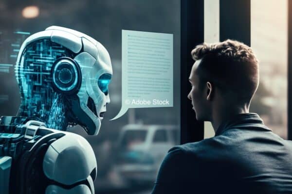 un homme et un robot qui sont l'un à côté de l'autre