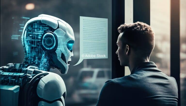 un homme et un robot qui sont l'un à côté de l'autre