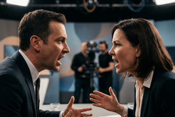 Un homme tune face l'un en face de l'autre en train de se disputer