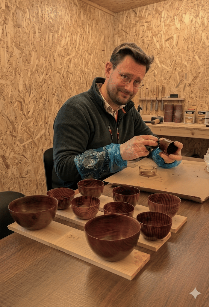 Un artisan occupé à travailler sur une table en bois