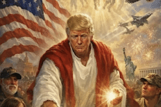 Donald Trump représenté en dieu
