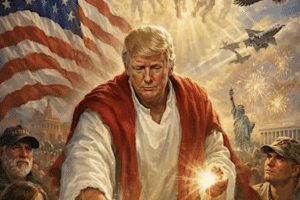 Donald Trump représenté en dieu