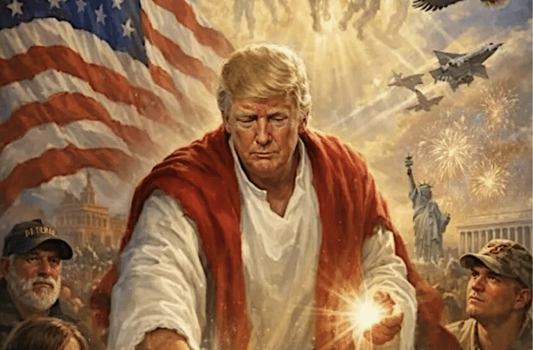 Donald Trump représenté en dieu